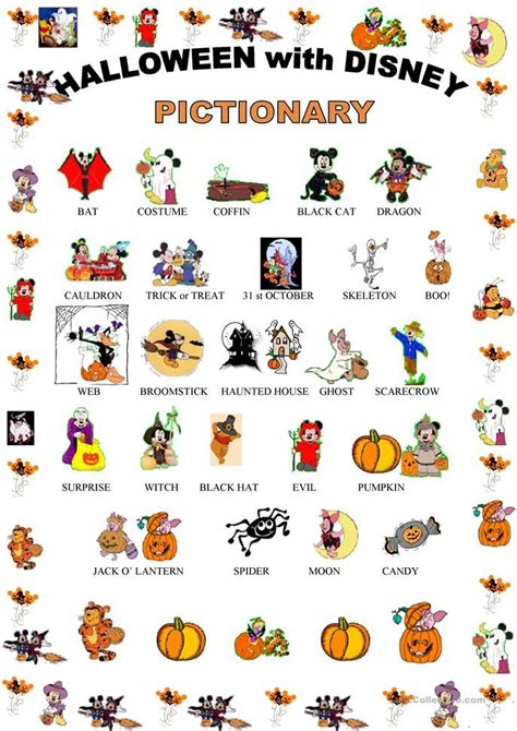 Spooky Disney Pictionary - Fun English ESL Worksheets for All Settings