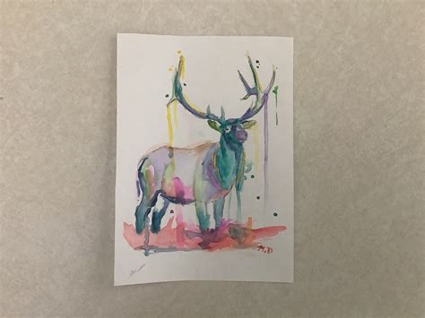 Original Elk Watercolor Elk Watercolor painting Abstract | Etsy