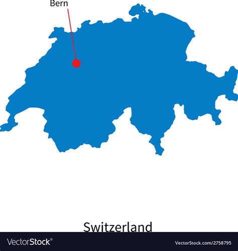 Detailed map of switzerland and capital city bern Vector Image