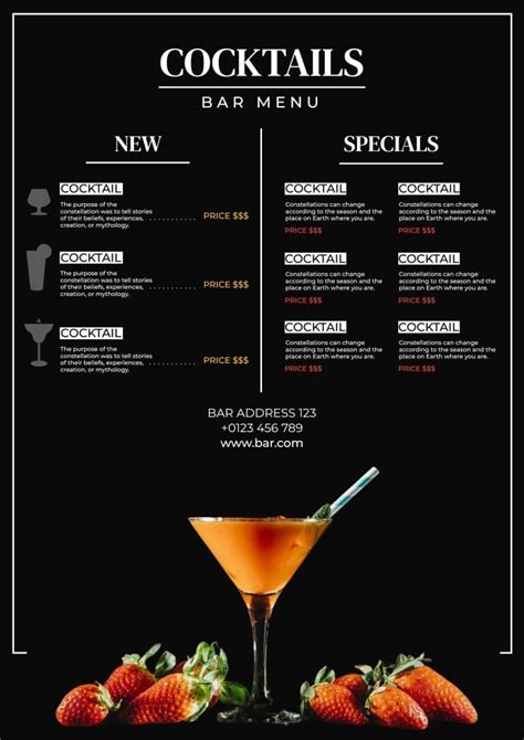 Free Drink Menu template | Wepik