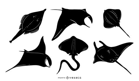 Manta Ray Silhouette Design Set Vector Download