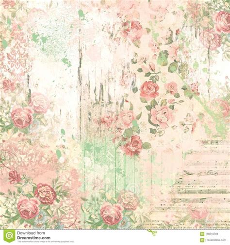 Vintage Collage Background - Floral and Ephemera Stock Illustration