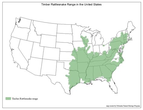 Map illustrating the distributional range of the timber rattlesnake,... | Download Scientific ...