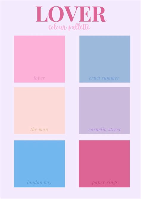 the color scheme for love is shown in pink, blue, and green colors with text that