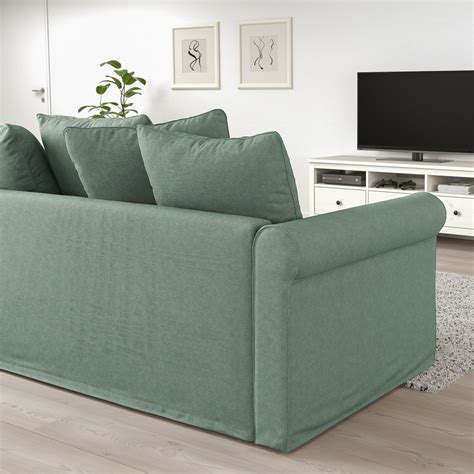 HÄRLANDA Sleeper sofa - Ljungen light green - IKEA in 2021 | Sofa back cushions, Bed slats ...