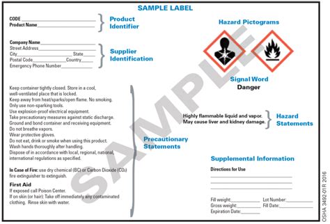 Microsoft Word Ghs Label Template Chemical Container Labels Ehs | Images and Photos finder