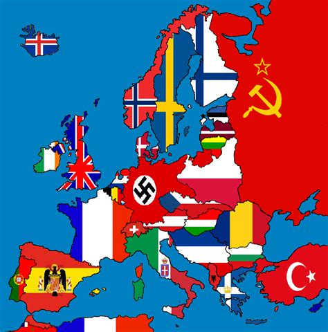 Flag map of Europe (1938) by DinoSpain on DeviantArt