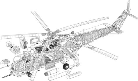 Mil Mi-24 Cutaway Drawing in High quality