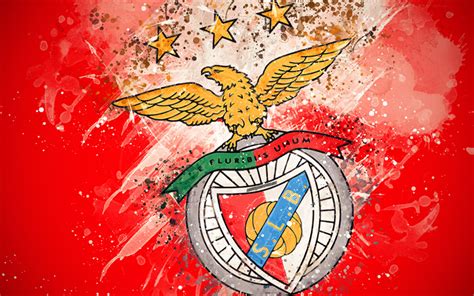 Download wallpapers SL Benfica, 4k, paint art, logo, creative, Portuguese football team ...