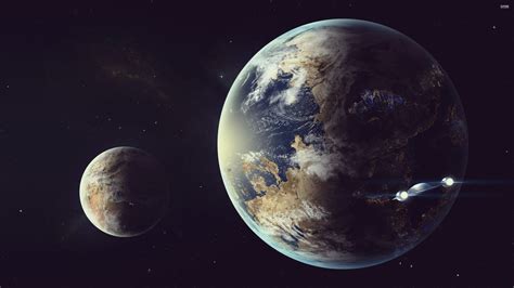 artwork, Science fiction, Planet, Spaceship, Space Wallpapers HD / Desktop and Mobile Backgrounds