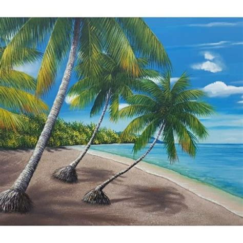 Jual lukisan pohon kelapa di tepi pantai - Kab. Klungkung - Handmade Painting Bali | Tokopedia