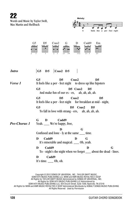 22 by Taylor Swift - Guitar Chords/Lyrics - Guitar Instructor