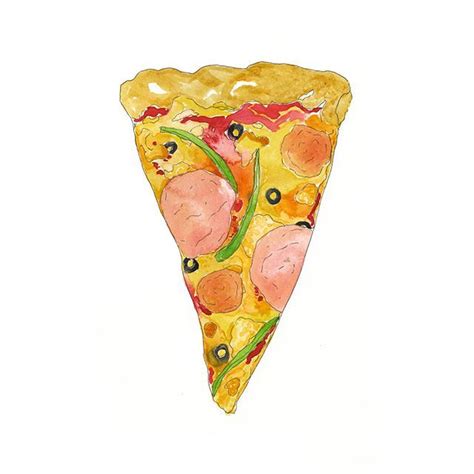 Pizza Slice Watercolor Art Print | Watercolor art prints, Watercolor ...