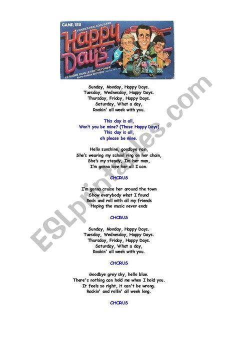 Happy Days Theme Song Lyrics