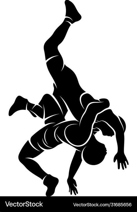 Wrestling logo template symbol silhouette design Vector Image