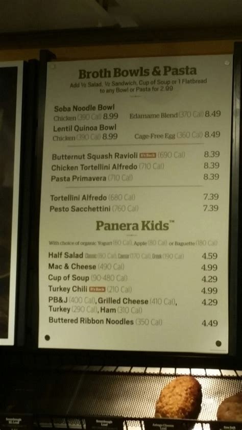 Panera Bread Menu Prices