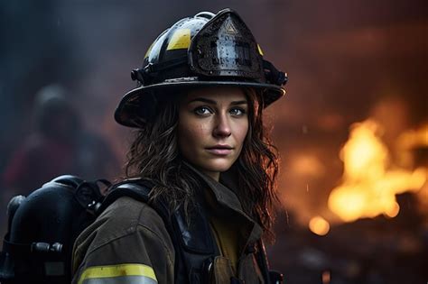 Premium AI Image | A woman wearing a firefighter uniform