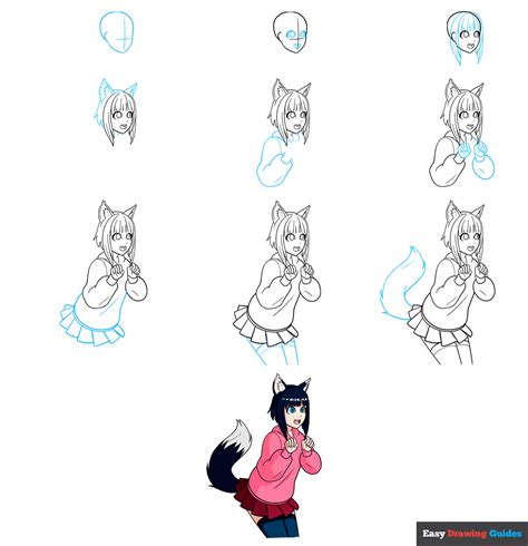 How to Draw an Anime Wolf Girl - Easy Step by Step Tutorial