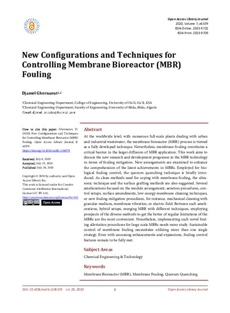 (PDF) New Configurations and Techniques for Controlling Membrane ...