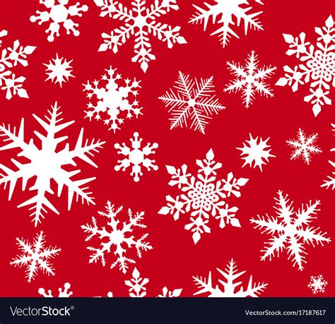 Seamless snowflake pattern on red background Vector Image