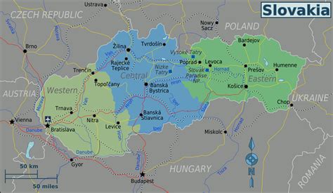 Large regions map of Slovakia | Slovakia | Europe | Mapsland | Maps of the World