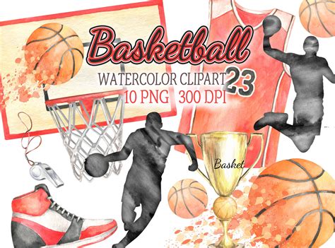 Watercolor basketball clipart sports clip art basketball player basket By VilenaArt | TheHungryJPEG