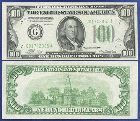 USA 1934 DGS $100 FEDERAL RESERVE NOTE – CHICAGO – AU – NR | Dollar bill, Bills printable ...