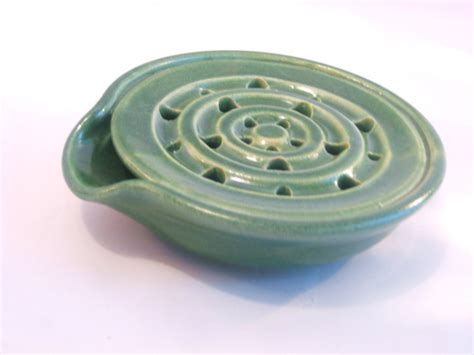 Soap Dish with Drain Tray One Piece Soap Saver for by pottersong