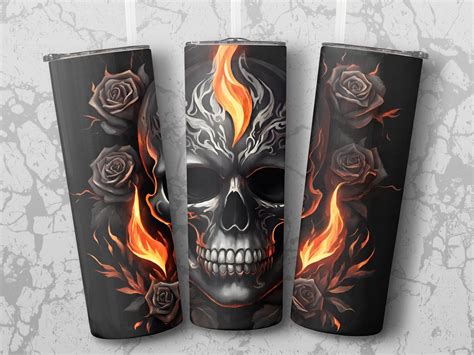 Black Skull Painting With Black Roses and Fire - Etsy