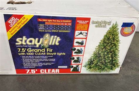 Stay Lit 7.5ft. Grand Fir Christmas tree, no stand, debris from storage - Hash Auctions