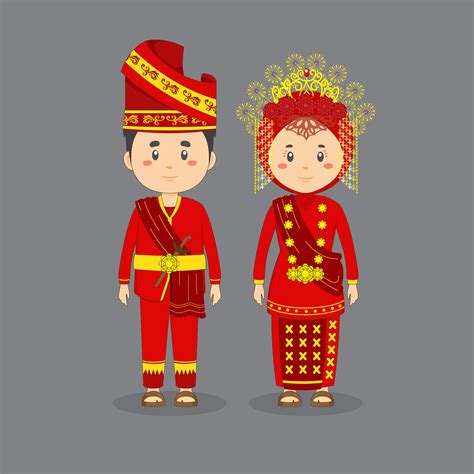 Couple Wearing Red, Gold West Sumatra Traditional Dress 1185159 Vector Art at Vecteezy