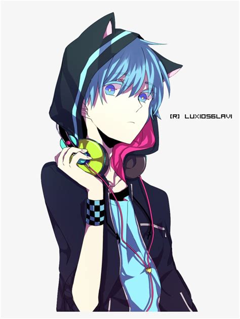 Anime Boy With Cat Hood And Headphones - Anime Boy With Head Phones Transparent PNG - 999x1201 ...