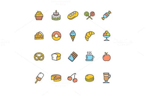 Bakery Icon Set Color. Vector | Bakery icon, Web design icon, Icon set