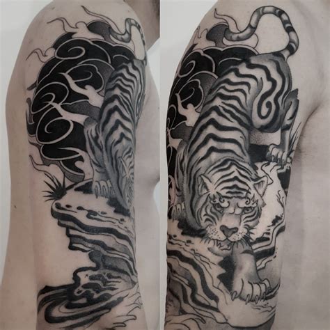 Details 67+ black and grey tiger tattoo latest - in.cdgdbentre