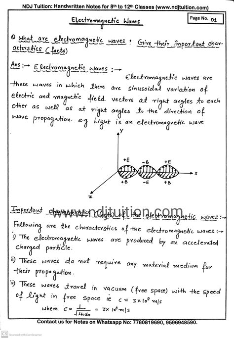 Electromagnetic Waves Handwritten Notes For Class Th Physics ...