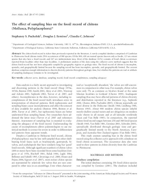 (PDF) The effect of sampling bias on the fossil record of chitons (Mollusca, Polyplacophora ...