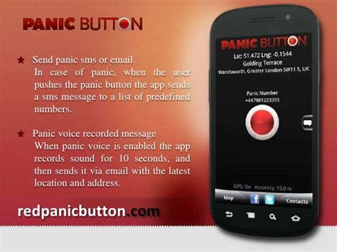 Red panic Button Emergency App for iPhone & Android