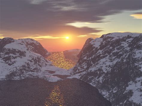 Snowy Sunset Wallpaper - WallpaperSafari