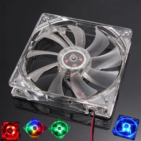 PC Computer Fan Quad 4 LED Light 120mm PC Computer Case 12V Cooling Fan Mod Quiet Molex ...