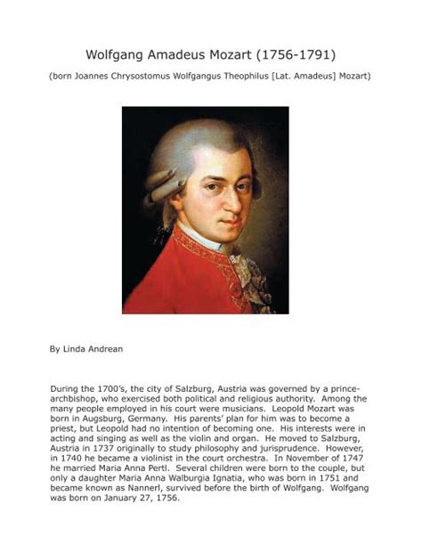 Wolfgang Amadeus Mozart (1756-1791) - Center for Austrian Studies