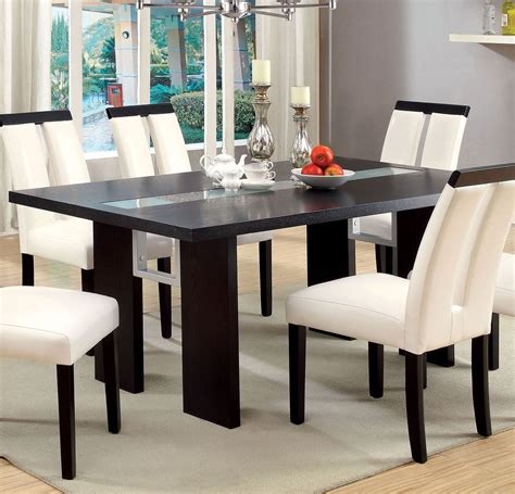 Contemporary Glass-Insert Dining Table, Black - Walmart.com - Walmart.com