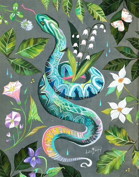 Garden Snake Art Print Nature Wall Art Katie Daisy - Etsy