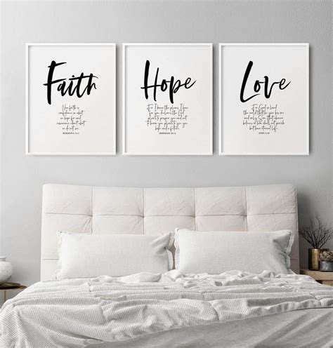 Faith Hope Love Boho Bedroom Wall Art Scripture Home Decor | Etsy | Master bedroom wall decor ...