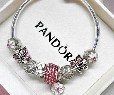 Authentic Pandora Silver Bangle Charm Bracelet With Pink Heart European ...