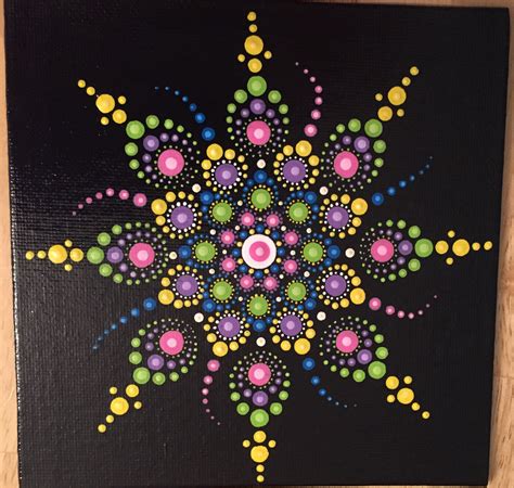 6 x 6 Dot Mandala Painting | Dot art painting, Dot painting, Mandala rock art