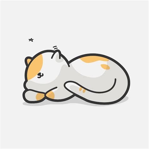 Premium Vector | Cute cat sleeping art illustration