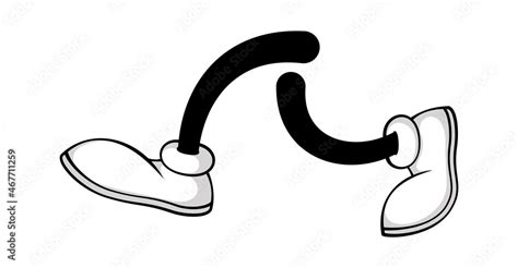 Cartoon legs walking, cartoon clip art isolated in white shoes. Vector comic leg run, in shoee ...