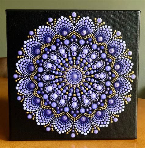 Beautiful Dot Mandala on Stretched Canvas 8 X 8 Purple, Gold, Lavender - Etsy | Mandala dots ...