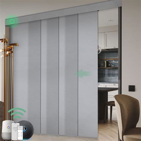 Yoolax Motorized Panel Track Blind Work with Remote Control Smart Light Filtering Vertical ...