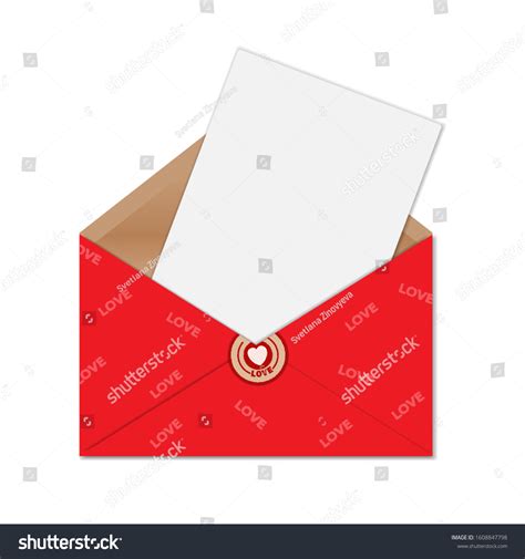 Blank White Sheet Paper Red Envelope Stock Vector (Royalty Free ...